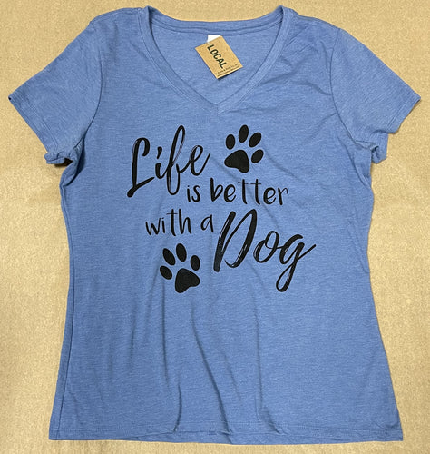 Life is Better with a Dog - Ladies Premium V-Neck Tee
